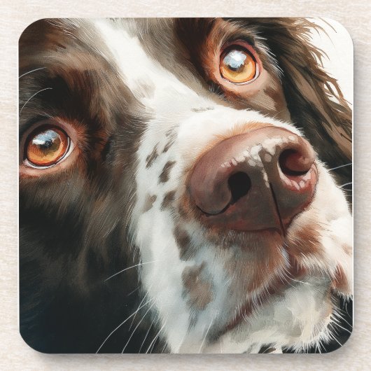 Bruine springer spaniel portret bier onderzetter (Voorkant)