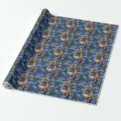 Bruine Staffy in blauwe rozentuin, Cadeaupapier (Uitgerold)