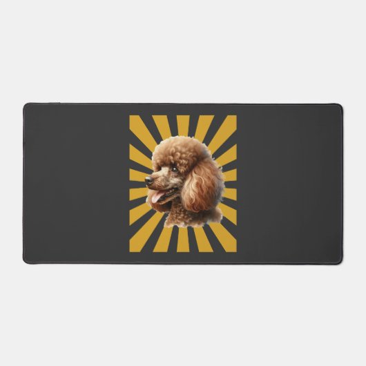 Bruine Standaard Poodle Retro Sunburst Bureaumat (Voorkant)