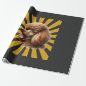 Bruine Standaard Poodle Retro Sunburst Cadeaupapier (Uitgerold)