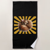Bruine Standaard Poodle Retro Sunburst Strandlaken (Voorkant)