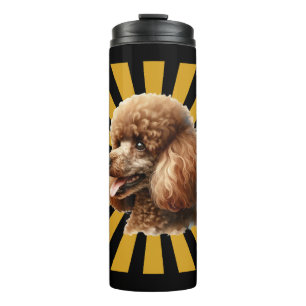 Bruine Standaard Poodle Retro Sunburst Thermosbeker