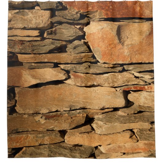 Bruine steenwand douchegordijn (Voorkant)