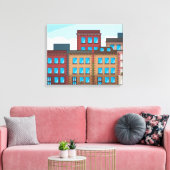 Bruine stenen gebouwen canvas afdruk (Insitu (Woonkamer))