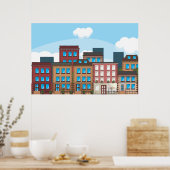 Bruine stenen gebouwen poster (Keuken)