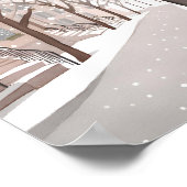 Bruine stenen straat | Besneeuwde winter waterverf Poster (Hoek)