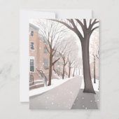 Bruine stenenstraat | Sneeuwwinter Aquarelkaart (Voorkant)