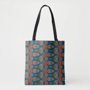 bruine sterren blauw geometrisch tote bag