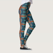 Bruine sterren patroon op blauw leggings (Rechts)
