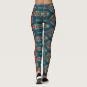 Bruine sterren patroon op blauw leggings (Achterkant)