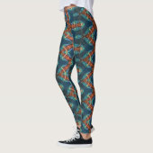 Bruine sterren patroon op blauw leggings (Links)
