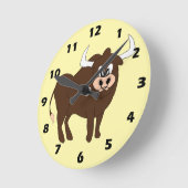 Bruine Stier Ontwerp Ronde Klok (Hoek)