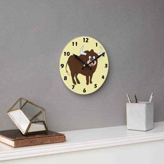 Bruine Stier Ontwerp Ronde Klok (Kantoor)