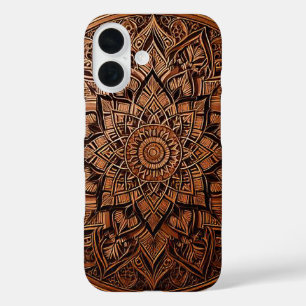 Bruine stijlvolle Mandala telefoonhoes iPhone 16 Hoesje
