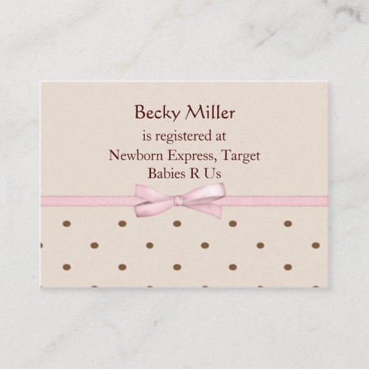Bruine Stippen Baby shower Registry Kaarten (Voorkant)