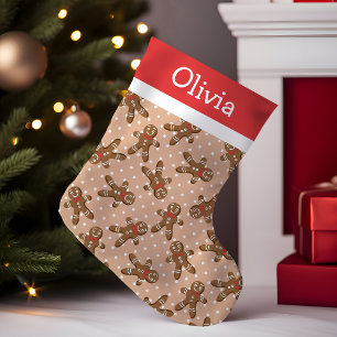 Bruine stippen gingerbread man kleine kerstsok