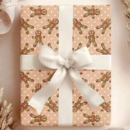 Bruine stippen kerstman van gemberkoek Kerstmis Cadeaupapier