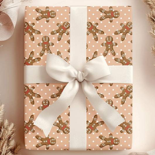 Bruine stippen kerstman van gemberkoek Kerstmis Cadeaupapier