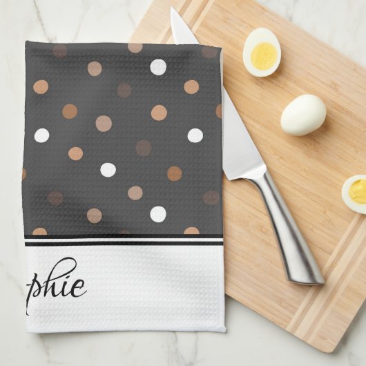 Bruine Stippen Theedoek (Quarter Fold)