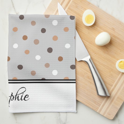 Bruine Stippen Theedoek (Quarter Fold)