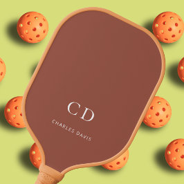 Bruine stoffige aarde monogram initiaal naam pickleball paddle