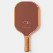 Bruine stoffige aarde monogram initialen naam pickleball paddle (Voorkant)