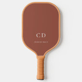 Bruine stoffige aarde monogram initialen naam pickleball paddle (Achterkant)