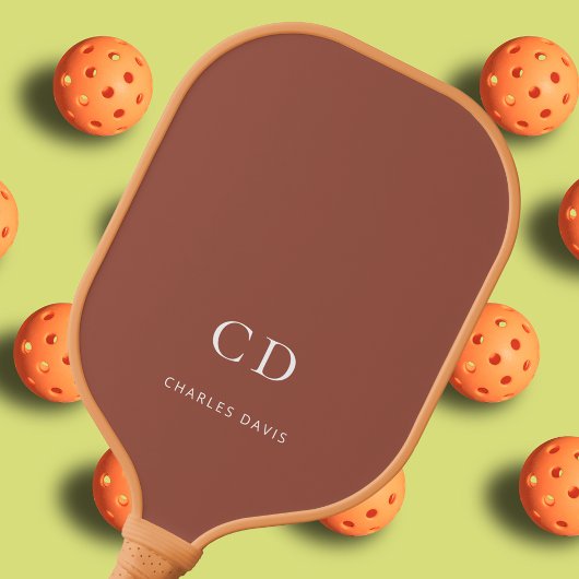 Bruine stoffige aarde monogram initialen naam pickleball paddle