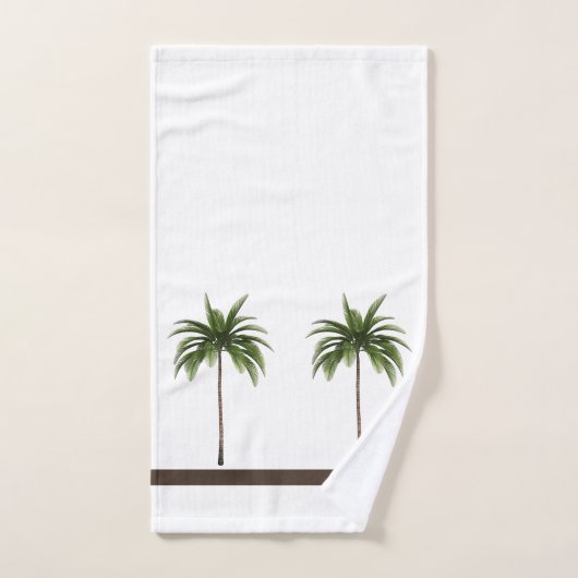 Bruine streep en groene palmboom bad handdoek (Handdoek)