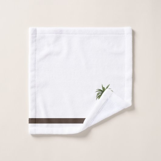 Bruine streep en groene palmboom bad handdoek (Wasdoekje)