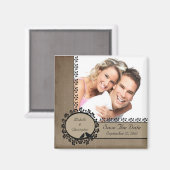 Bruine streep Tortelduifjes foto Opslaan de datum  Magneet (Voorkant / Achterkant)