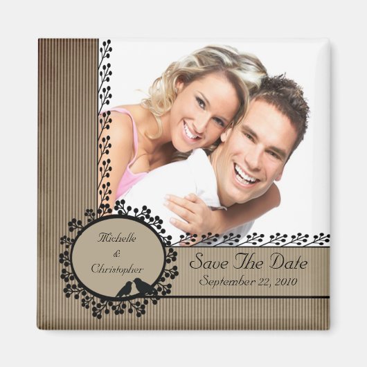 Bruine streep Tortelduifjes foto Opslaan de datum  Magneet (Voorkant)