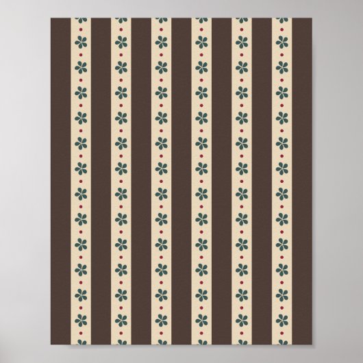 Bruine Strepen En Bloemen Poster (Voorkant)