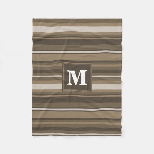 Bruine strepen fleece deken (Voorkant)