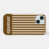 BRUINE STREPEN GEPERSONALISEERDE NAAM STIJLVOOL MO iPhone 15 CASE (Achterkant horizontaal)
