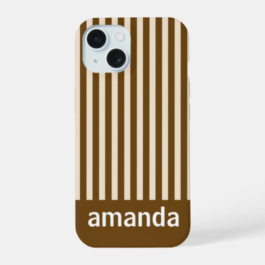 BRUINE STREPEN GEPERSONALISEERDE NAAM STIJLVOOL MO iPhone 15 CASE (Achterkant)
