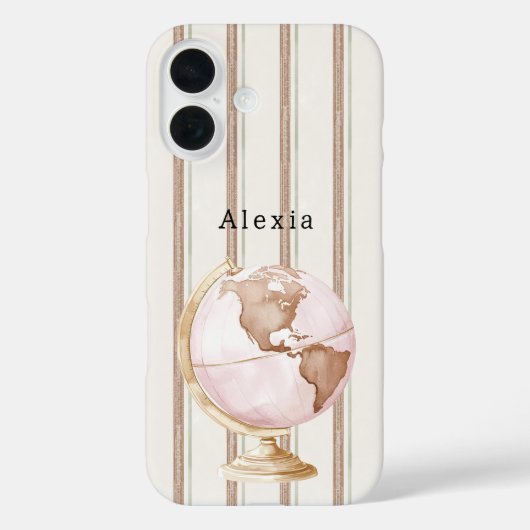 Bruine Strepen Globe Wereld Case-Mate iPhone Case (Achterkant)