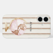 Bruine Strepen Globe Wereld Case-Mate iPhone Case (Achterkant (horizontaal))