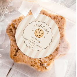 Bruine Strepen Little Cutie Pie Baby Shower Sticke Ronde Sticker