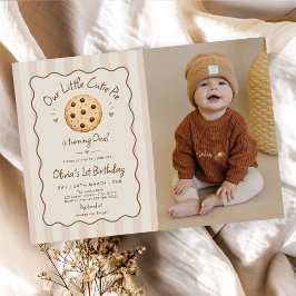Bruine Strepen Little Cutie Pie Verjaardagsfoto Kaart