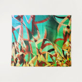 Bruine strepen over roestgroen en aquamarine wandkleed (Voorkant (horizontaal))