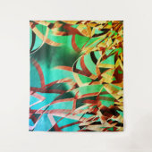 Bruine strepen over roestgroen en aquamarine wandkleed (Voorkant)