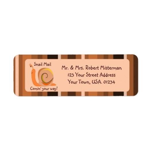 Bruine strepen slak mail retour adres labels (Voorkant)