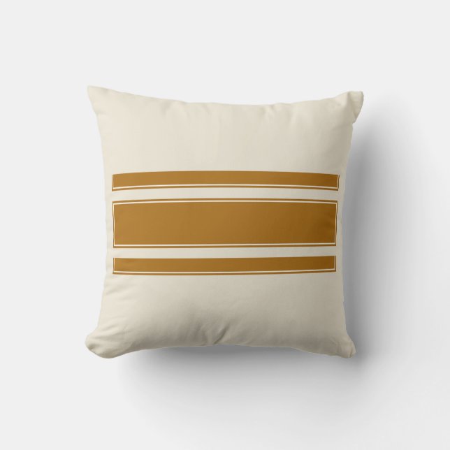 Bruine strepen vierkant kussen – Neutraal minimali (Voorkant)