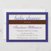 Bruine Stripe Dark Blue Baby Shower-uitvindingen Kaart (Voorkant)