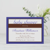 Bruine Stripe Dark Blue Baby Shower-uitvindingen Kaart (Staand voorkant)