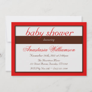 Bruine Stripe Red Baby Shower-uitvindingen Kaart