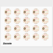 Bruine Strooide Donut Donuts Eén 1e Verjaardagsfee Ronde Sticker (Vel)