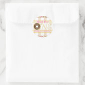 Bruine Strooide Donut Donuts Eén 1e Verjaardagsfee Ronde Sticker (Tas)