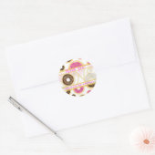 Bruine Strooide Donut Donuts Eén 1e Verjaardagsfee Ronde Sticker (Envelop)